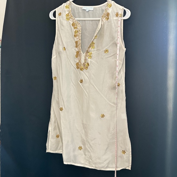 Elizabeth Hurley Beach Silk Tunic Size S Handcrafted Embroidered (WD004) - Picture 4 of 8